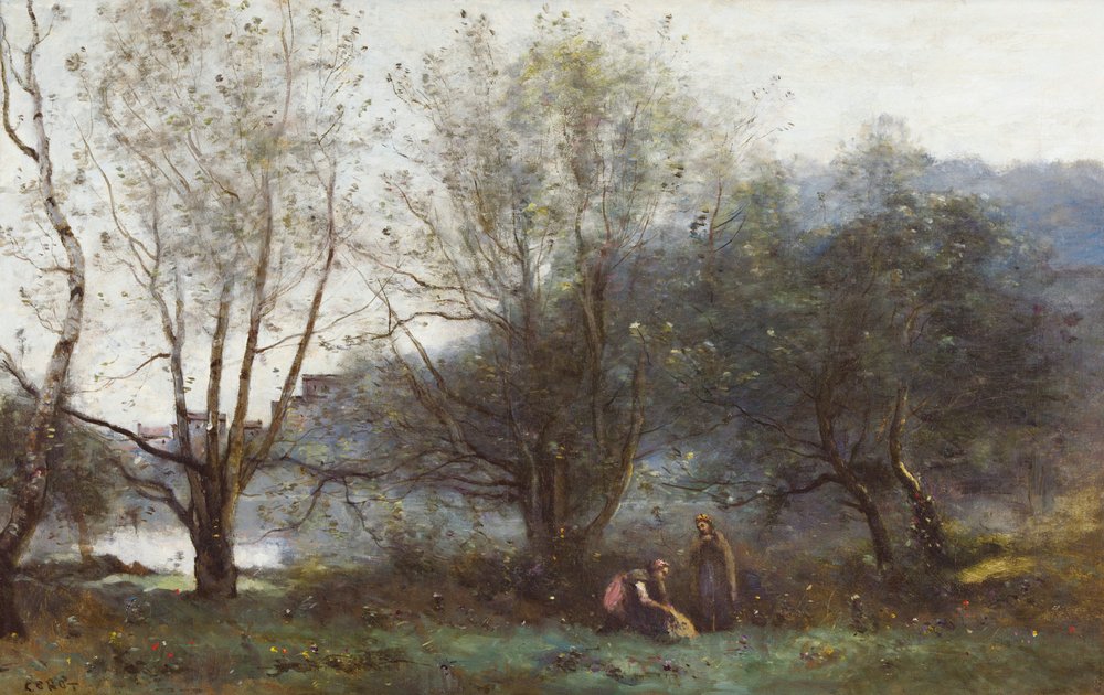 Avray stadsdammar av Jean-Baptiste-Camille Corot