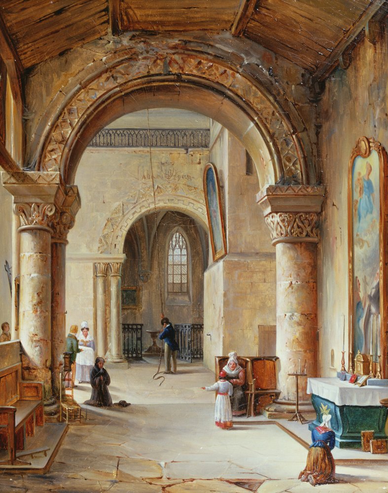 Interiör i en kyrka i Normandie, 1832 av Jean-Baptiste Messager
