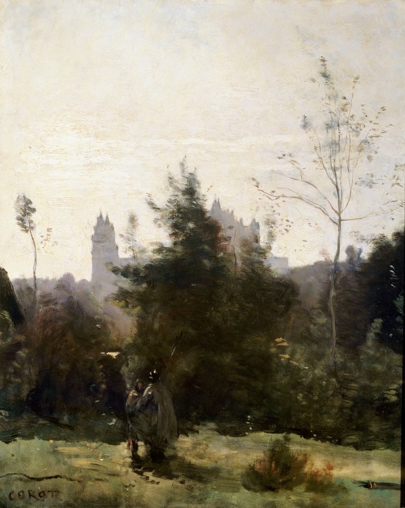 Chateau de Pierrefonds, 1860-talet. av Jean-Baptiste-Camille Corot
