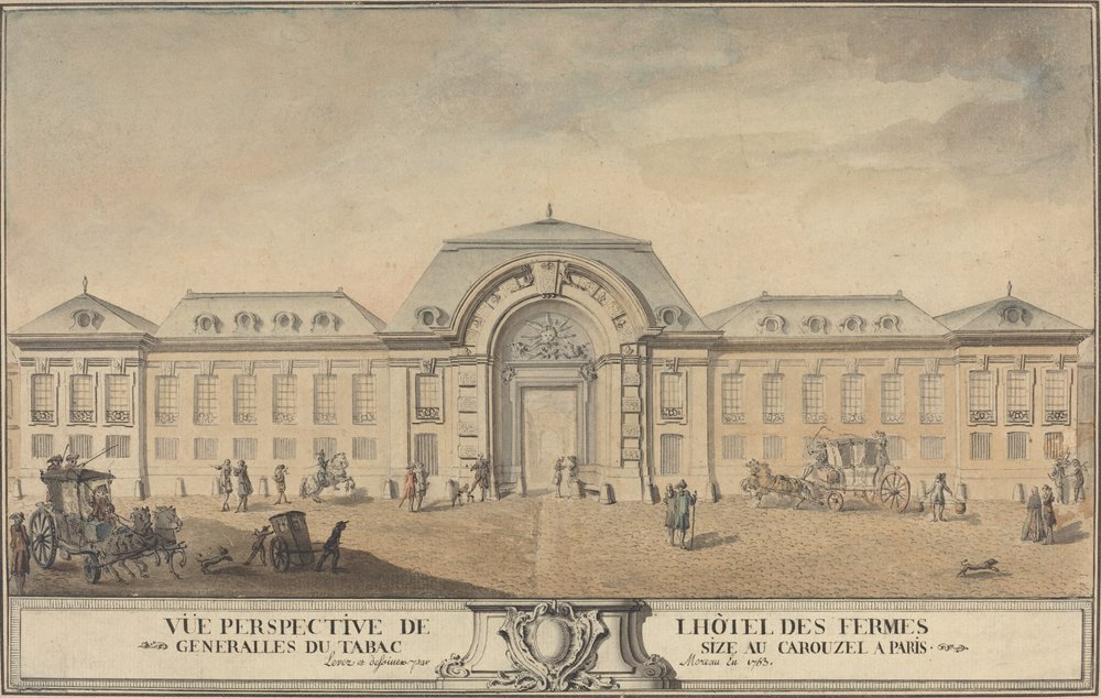 Utsikt över Hôtel des Fermes Générales du Tabac av Jean Michel Moreau