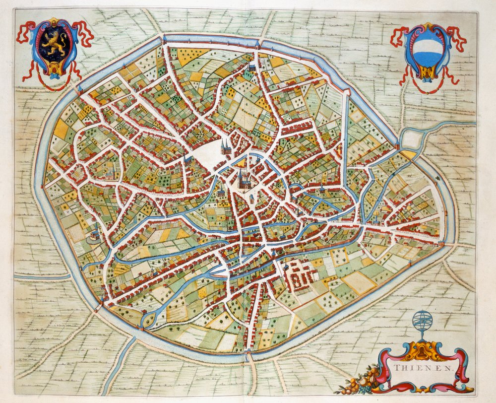 Tienen, 1649 (handfärgad gravyr) av Joan Blaeu