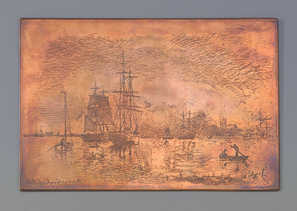 Antwerpens hamn av Johan Barthold Jongkind (signed by artist)