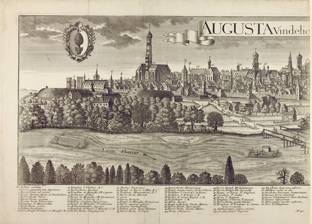 Panoramautsikt över Augsburg (se även 273945) av Johann Thomas Kraus