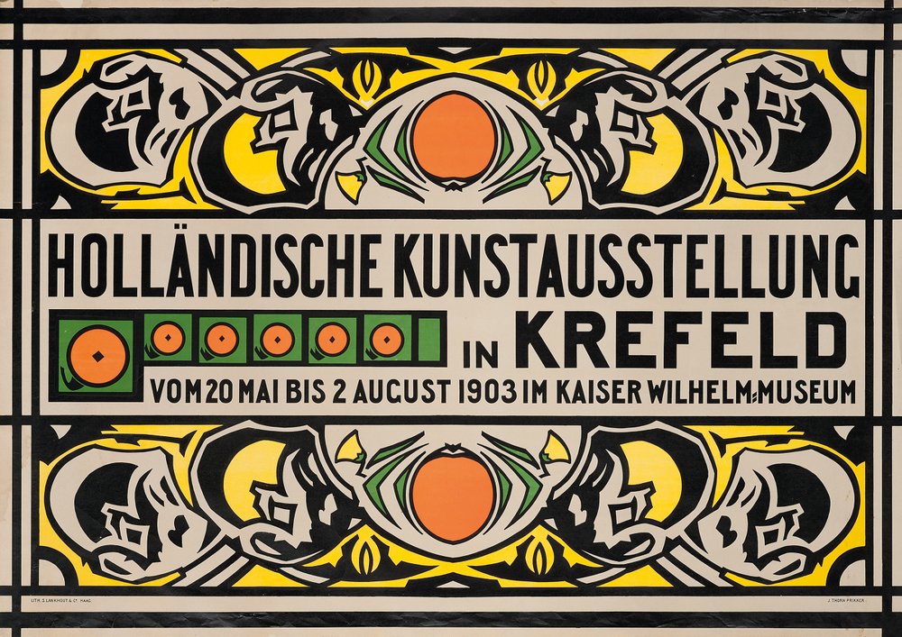 Affisch som annonserar den holländska konstutställningen i Krefelds Kaiser Wilhelm Museum av Johan Thorn Prikker