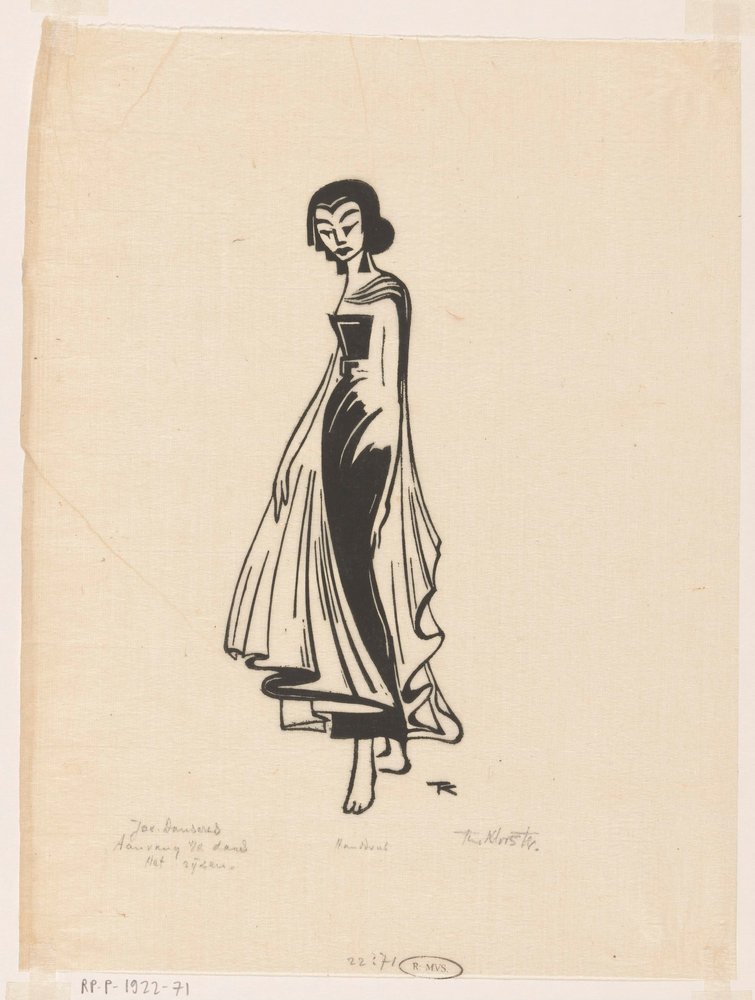 Början av dansen, stigande (originaltitel på objektet) Javanesisk dansare (original serietitel på objekt) av Johannes Frederik Engelbert ten Klooster (signed by artist)