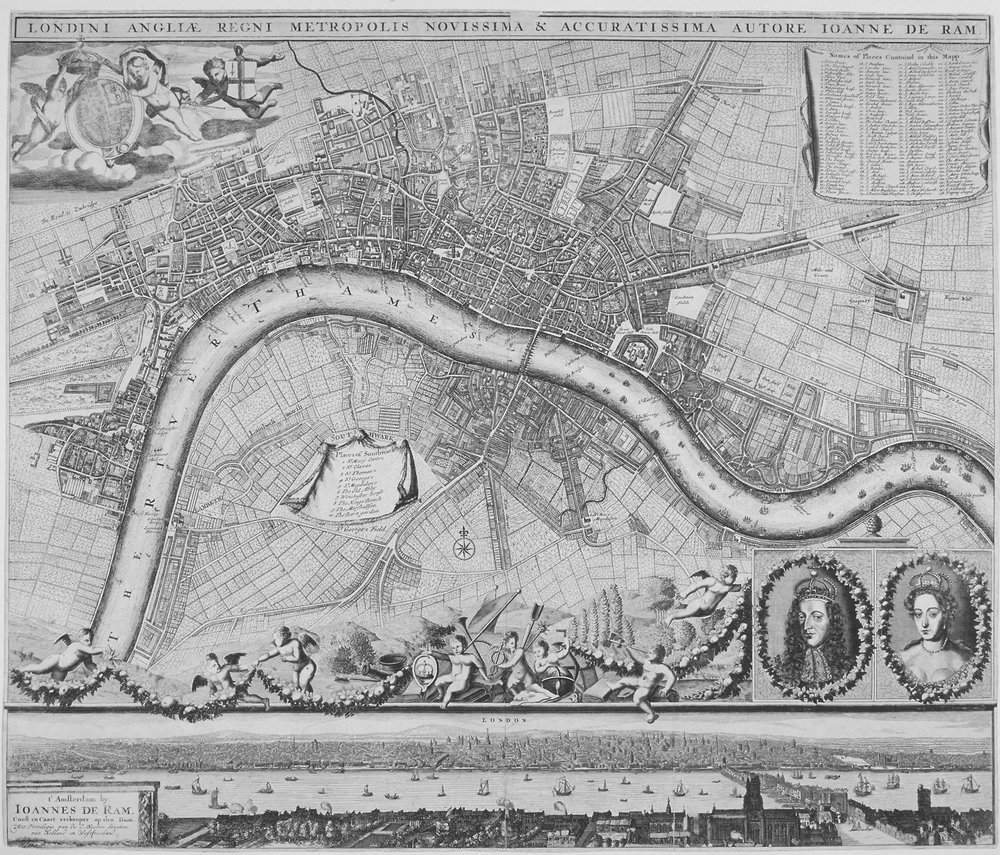 Karta över London, 1690 av Johannes de Ram