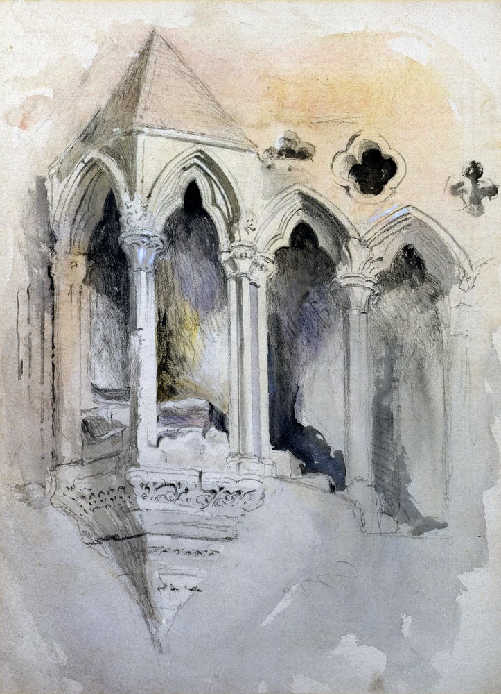 En gotisk trappa i Chester Cathedral av John Ruskin