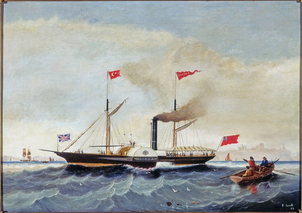 Ångbogseraren "Alfred" utanför Tynemouth, ca 1856 av John Scott