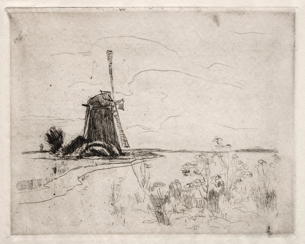 Kvarn och ogräs, Holland av John Henry Twachtman