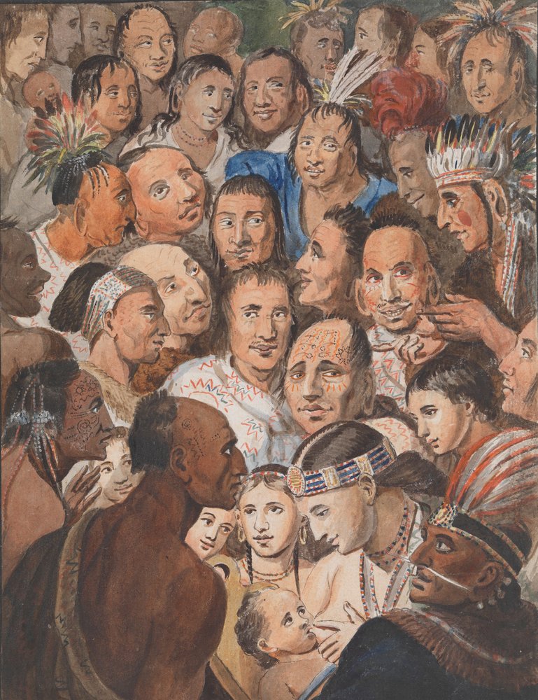 Tablå över indiska ansikten, 1811-ca. 1813. av John Lewis Krimmel