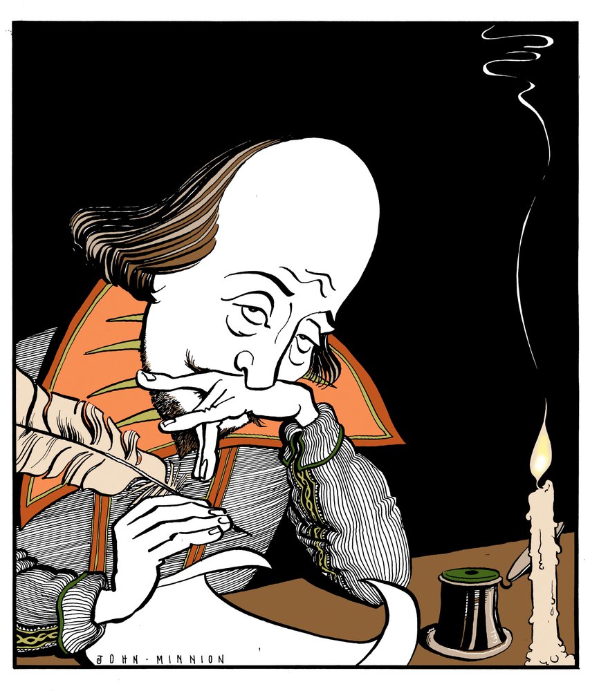 William Shakespeare skriver en pjäs av John Minnion av John Minnion