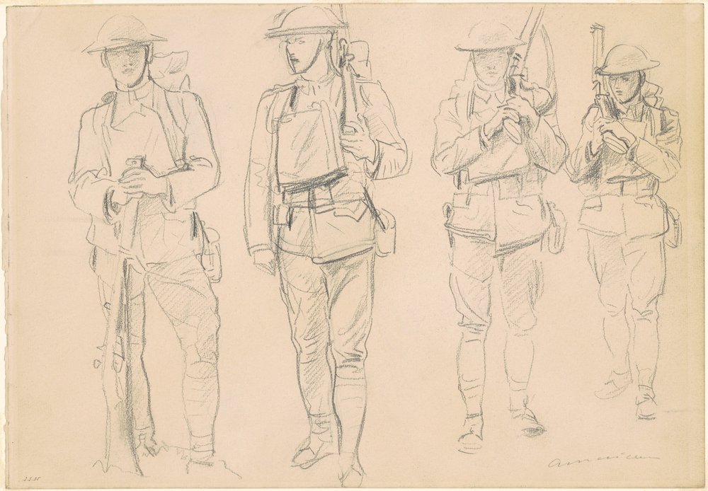 Studier för "Entering the War" [recto] av John Singer Sargent
