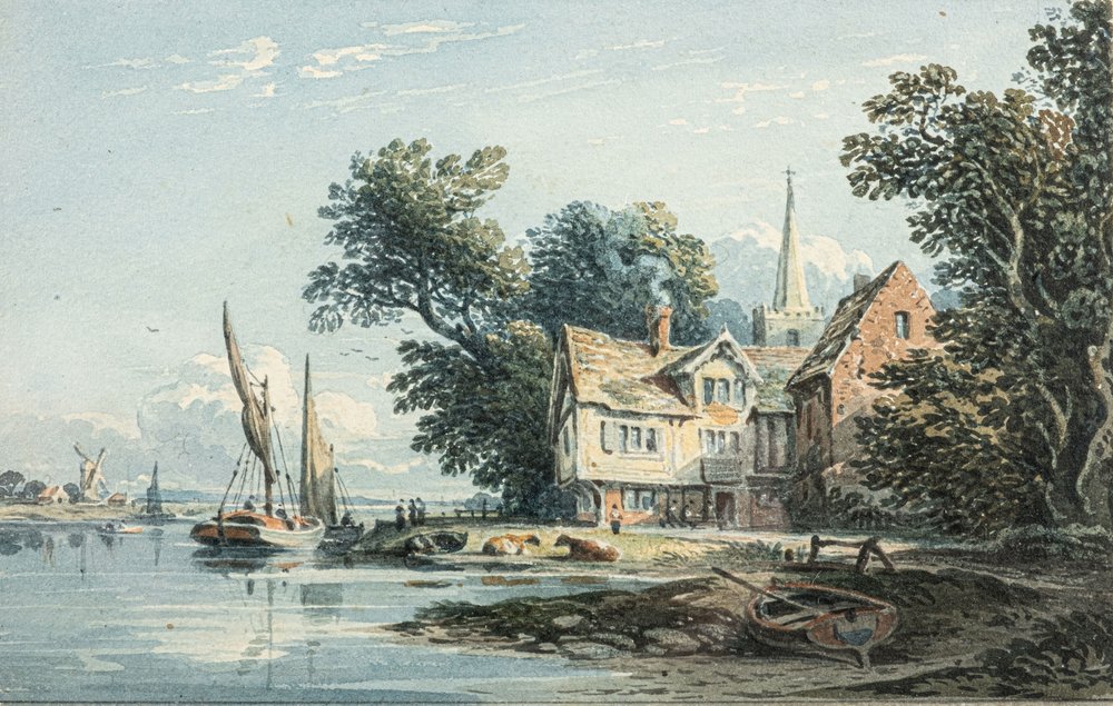 På Themsen nära Chiswick (akvarell) av John Varley