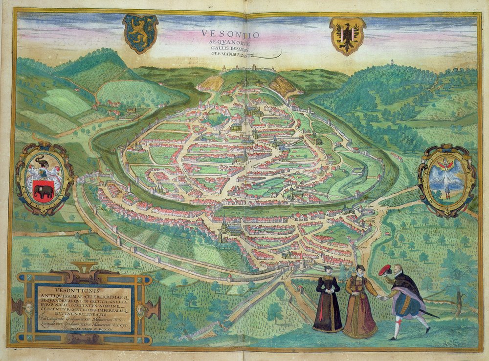 Karta över Besançon, från 