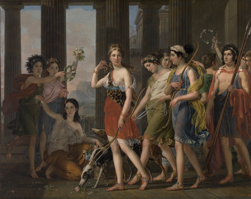 Den vackra Anthia leder sina följeslagare till Dianatemplet i Efesos, ca 1820 (olja på duk) av Joseph Paelinck