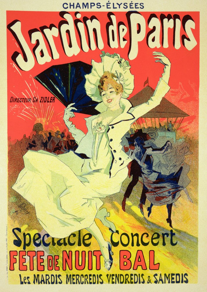 Reproduktion av en reklamaffisch för ”Jardin de Paris” på Champs-Élysées, 1890 av Jules Cheret