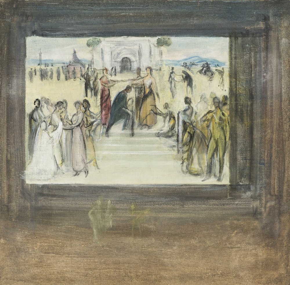 Boceto de La consagracion de la copla av Julio Romero de Torres