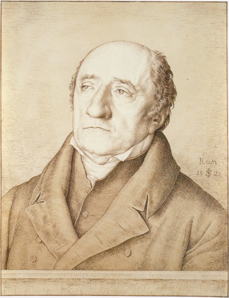 Porträtt av Reichmachler Karl från och till stenen av Julius Schnorr von Carolsfeld