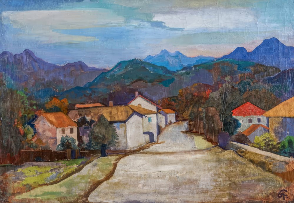 Byväg i Ticino av Karl Hofer