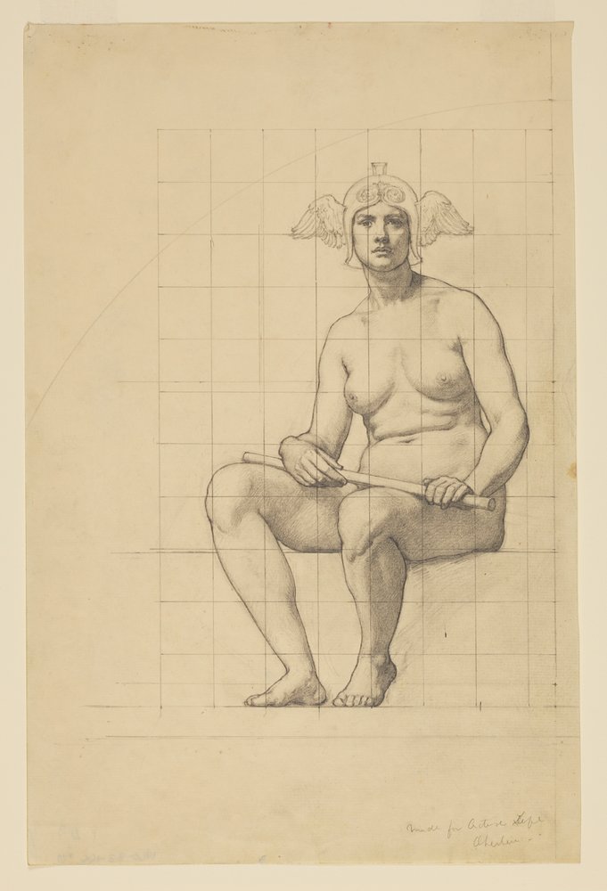 Nakenstudie för "The Active Life," Lunette i administrationsbyggnaden, Oberlin College, Oberlin, OH av Kenyon Cox