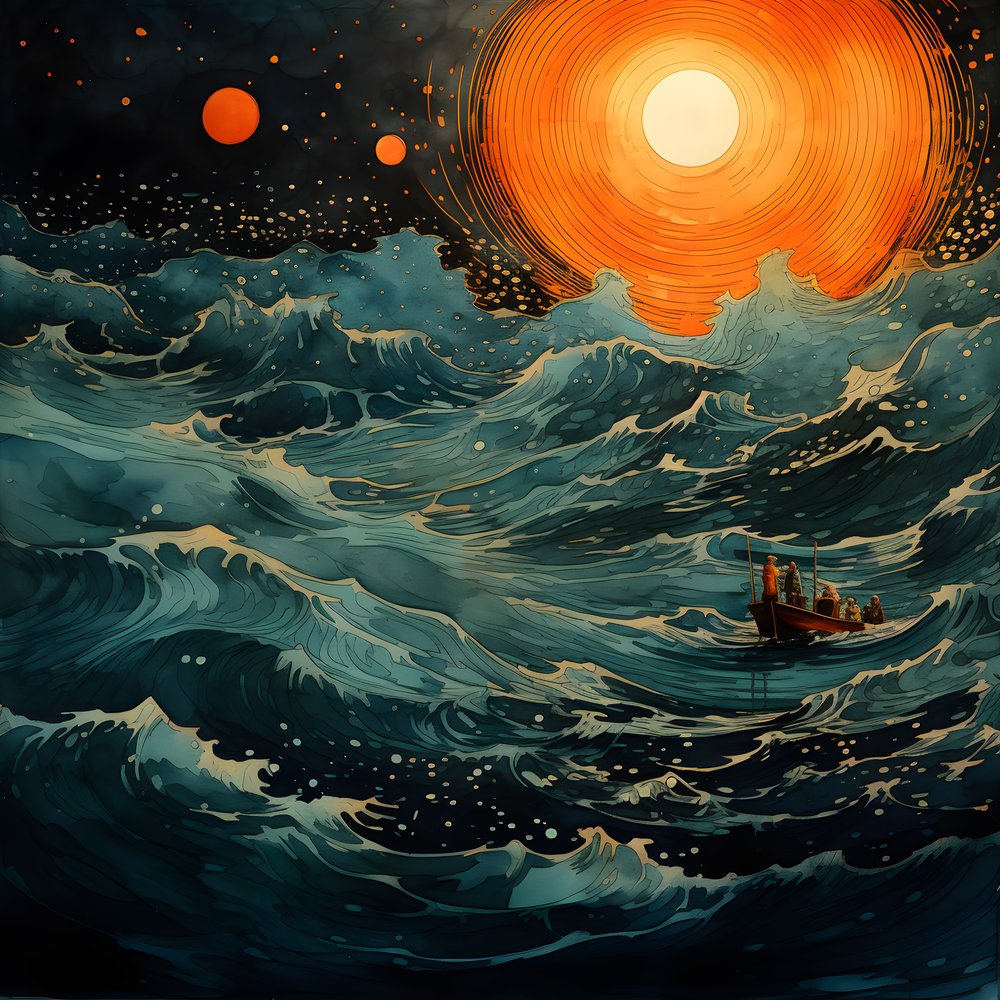 Två båtar gled ljudlöst genom det bläcksvarta vattnet mot den virvlande Charybdis, fullmånen var det enda ljuset i Nordsjöns tomma värld. 3 av Kurt Heppke