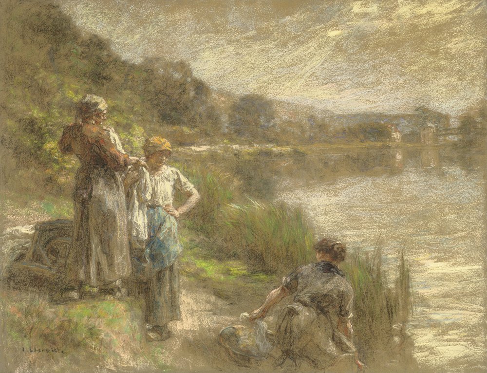Tre tvättkvinnor, ca 1917 av Leon-Augustin Lhermitte