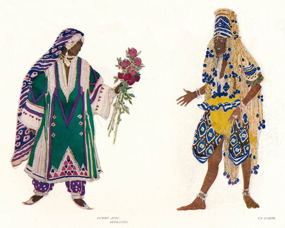 Kostymdesigner för den ryska baletten Le Dieu Bleu, c1912 av Leon Bakst