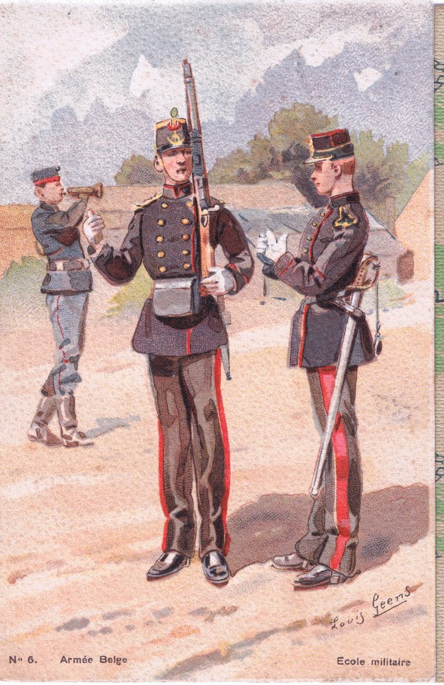 Militärskola, vykort, 1920-tal av Louis Geens