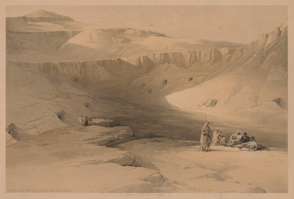 Egypten och Nubien: Volym II - nr 34, Ingången till Thebes kungars gravar, 1838. av Louis Haghe