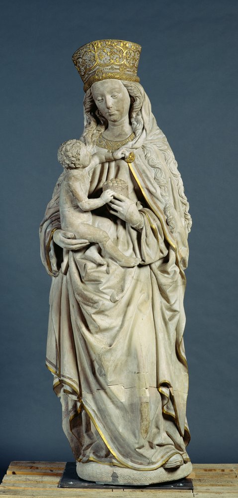 Guds moder med spädbarnet Kristus, 1470 (kalksten) av Lubeck or Westphalian Workshop