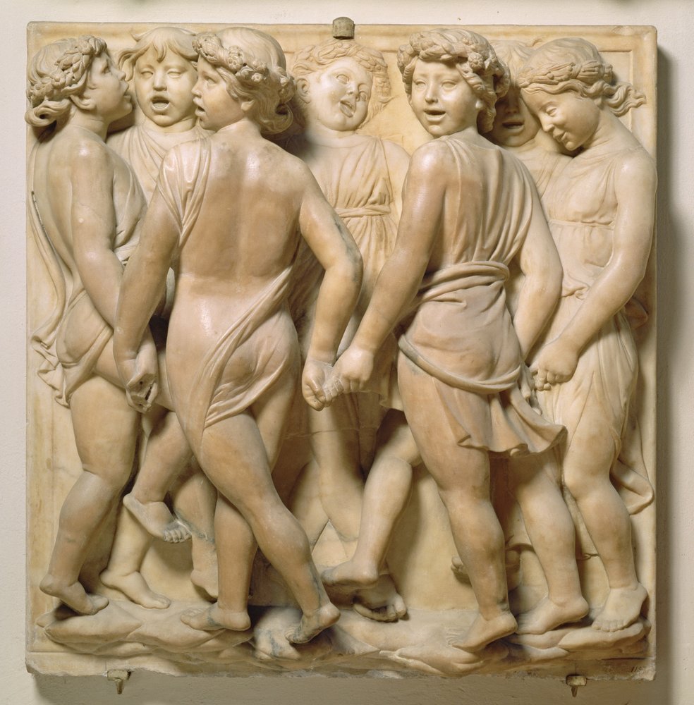 Sjungande änglar, reliefpanel från Cantoria, ca 1432-8 (marmor) av Luca Della Robbia