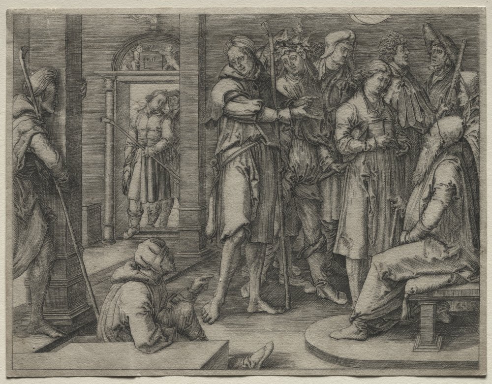 Berättelsen om Josef: Josef tolkar sin dröm för Jakob av Lucas van Leyden