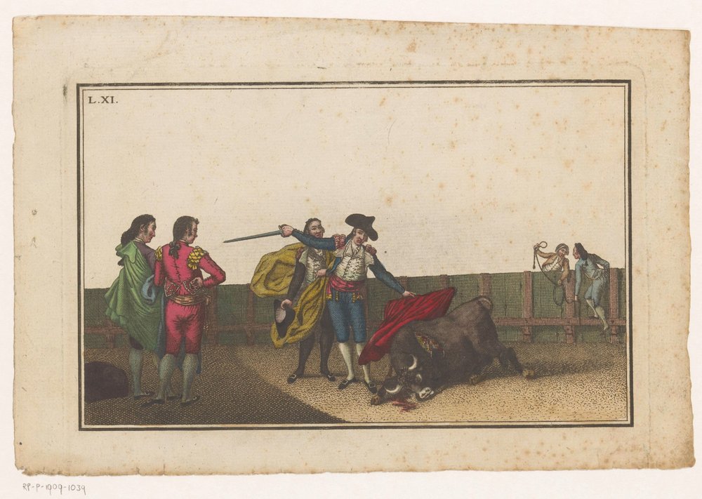Tjur stucken av en matador Coleccion de las principales suertes de una corrida de toros (serietitel) Samling av de viktigaste tjurfäktningsmanövrarna (serietitel) av Luis Fernandez Noseret
