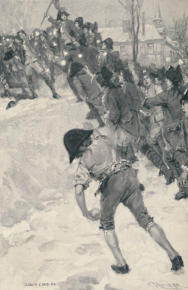 Bonaparte attackerar snöfort vid School of Brienne, 1896 av M. Haider