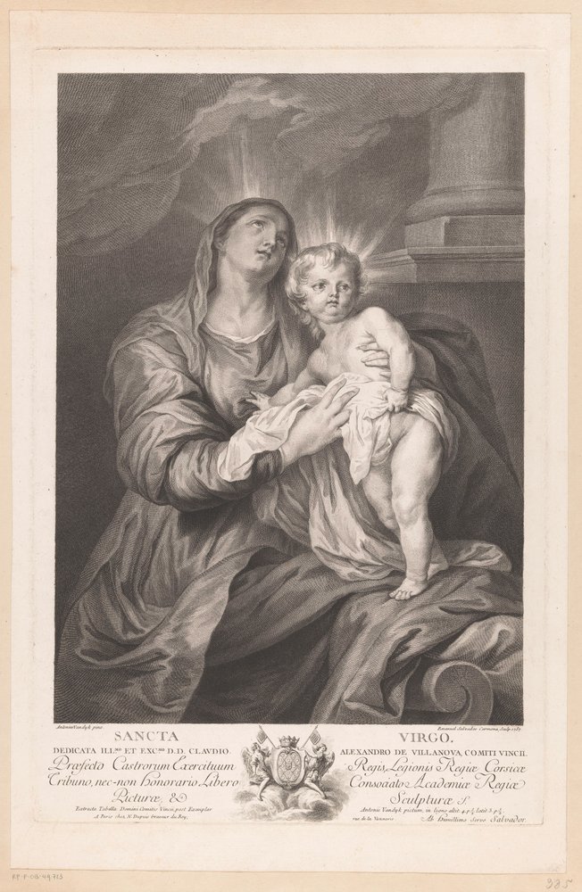 Maria med Kristusbarnet Sancta Virgo (titel på objekt) av Manuel Salvador Carmona