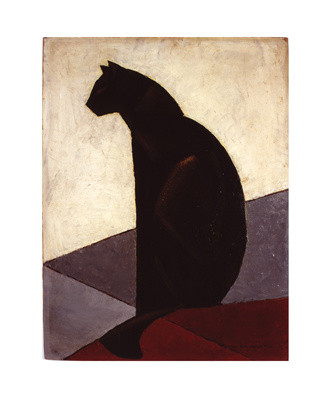 Svart katt i profil av Marcel-Louis Baugniet