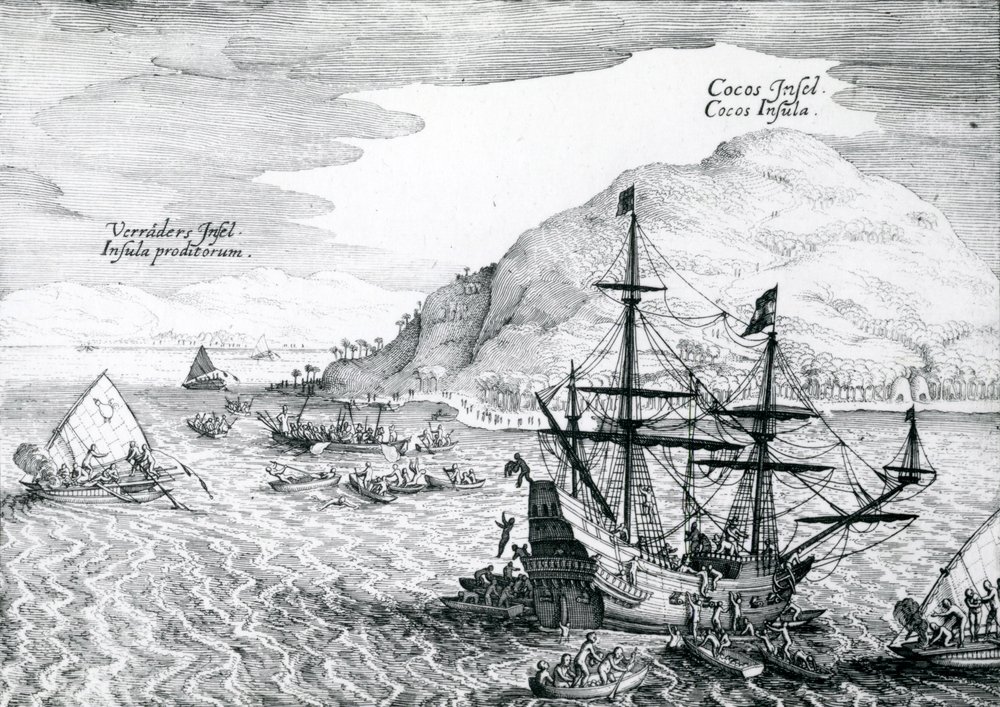 Utsikt över Cocos Island och Traitors Island, 1655 av Mattaus the Younger Merian