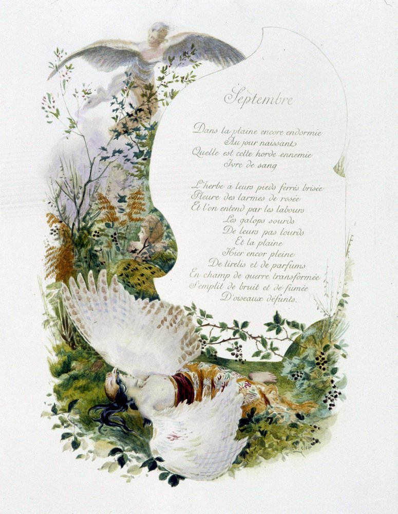 September ""Månadens sång"" av Jérôme Doucet, illustration - Maurice Leloir, red. Reims 1904. L. Michaud av Maurice Leloir