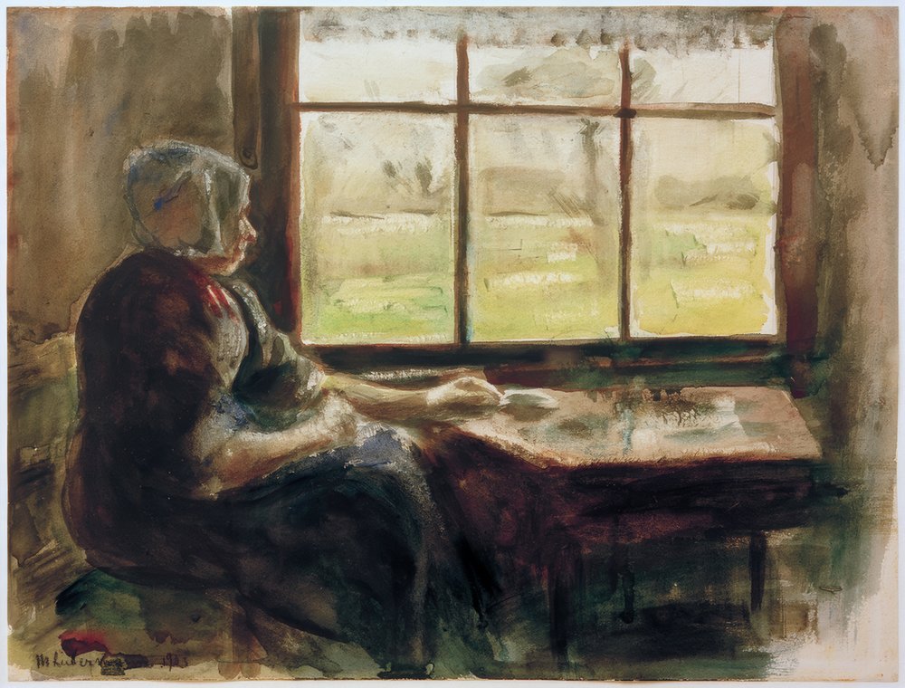 M.Liebermann, holländsk kvinna vid fönstret av Max Liebermann