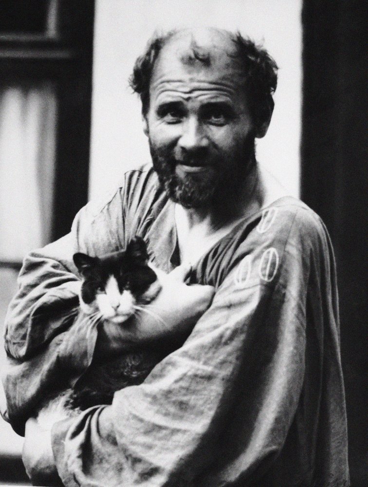 Gustav Klimt med en katt, 1911 av Moritz Nähr