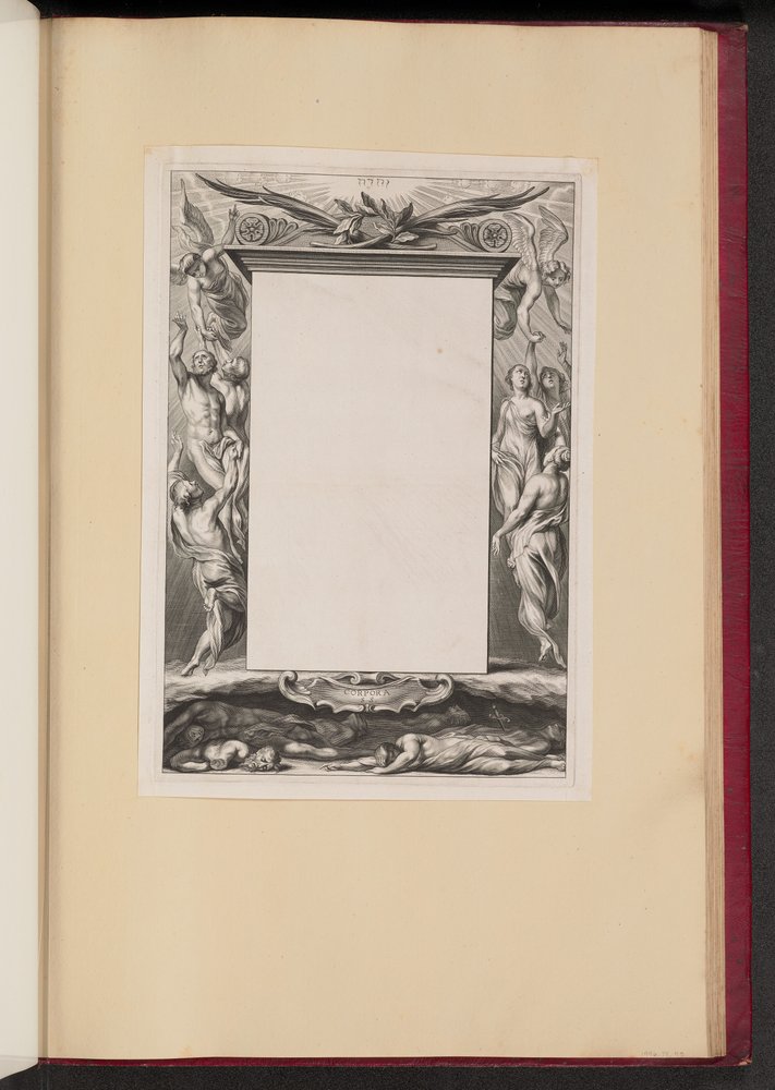 Gränsillustration med himmel och helvete "Corpora S.S." av Netherlandish 17th Century