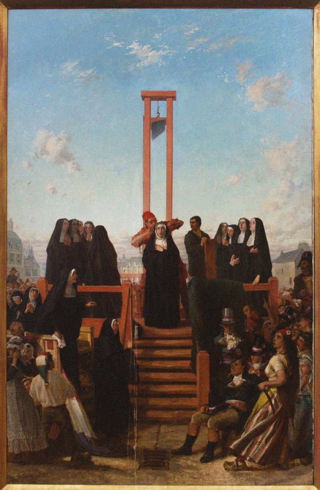 Giljotin. Karmeliterna från Compiègne, första hälften av 1800-talet. av Paul Delaroche