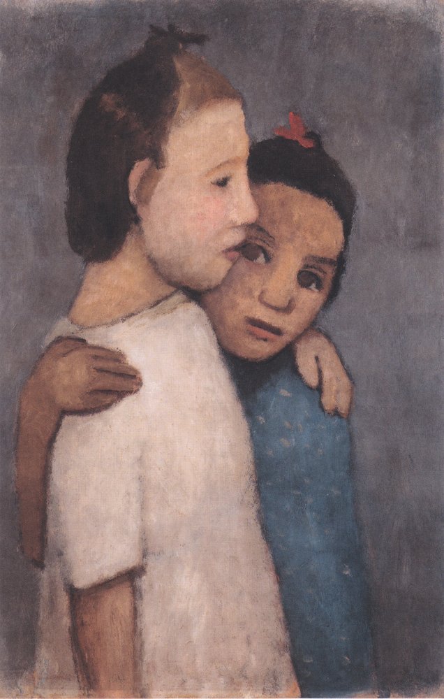 Två tjejer i vit och blå klänning av Paula Modersohn-Becker