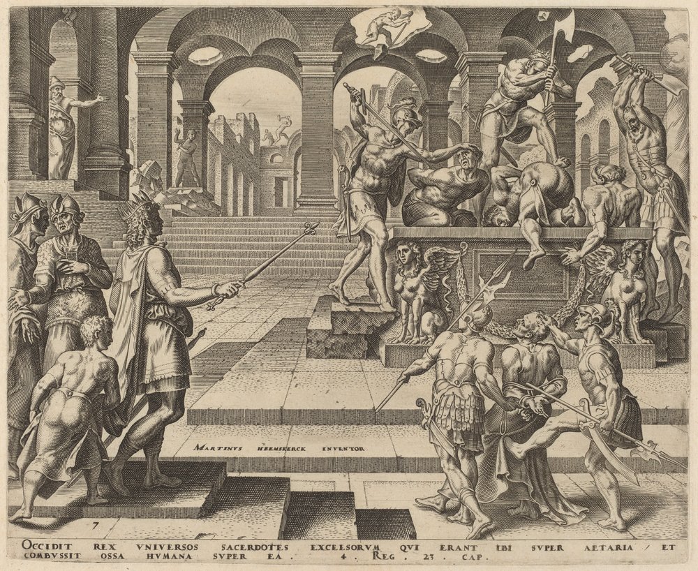 Slakten av Samariens präster av Philip Galle, after Maerten van Heemskerck
