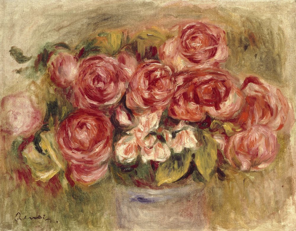Stilleben av rosor i en vas, 1880- och 1890-talen av Pierre-Auguste Renoir