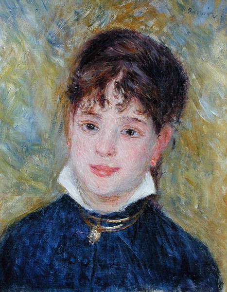 Head of a Young Woman (Jeanne Samary) c.1877-79 (olja på duk) av Pierre-Auguste Renoir