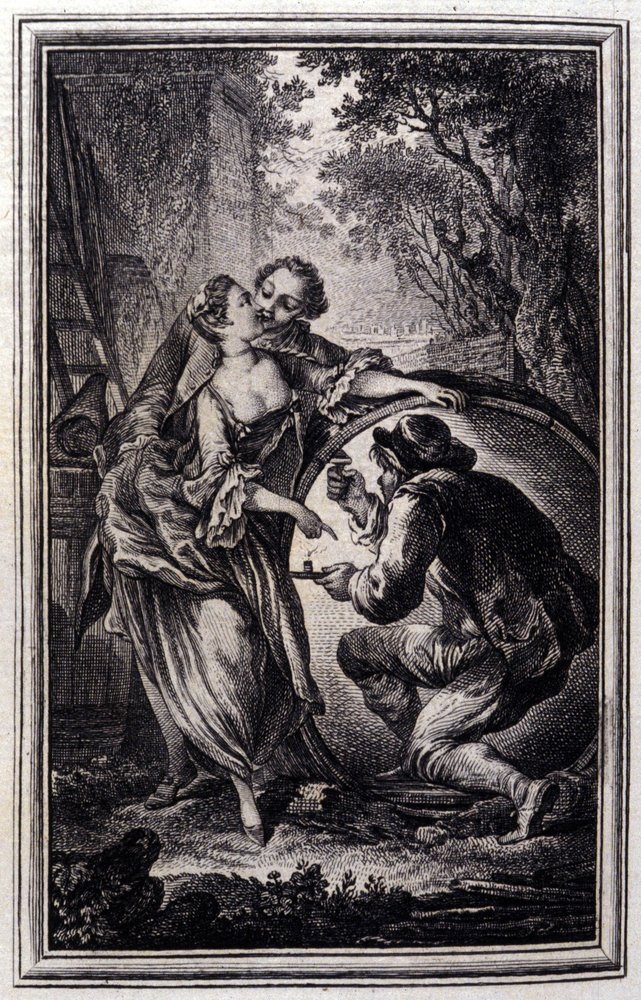 Le Cuvier - i ""Berättelser och noveller på vers"" av Jean La Fontaine. 1776. Illustration av P.P. Choffard. av Pierre Philippe Choffard