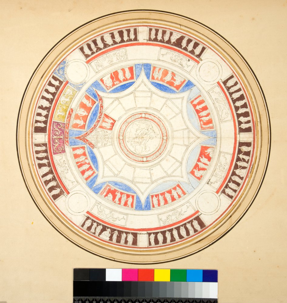 Volta di Giove i Domus Aurea (svart krita, en del med penna och brunt bläck. färgad med akvarell) av Pietro Santi Bartoli