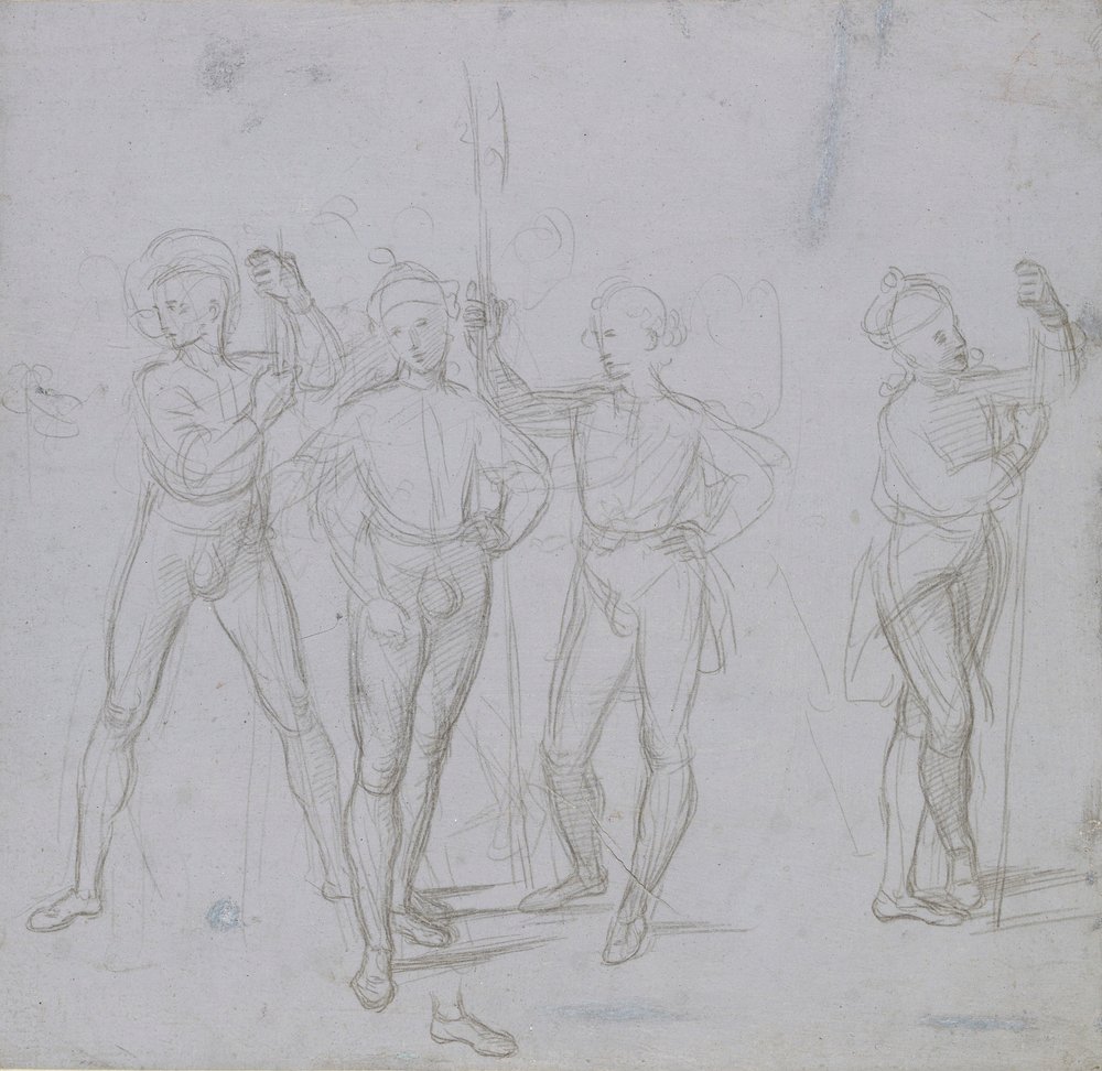 Grupp om fyra stående soldater, c1503. av Raphael