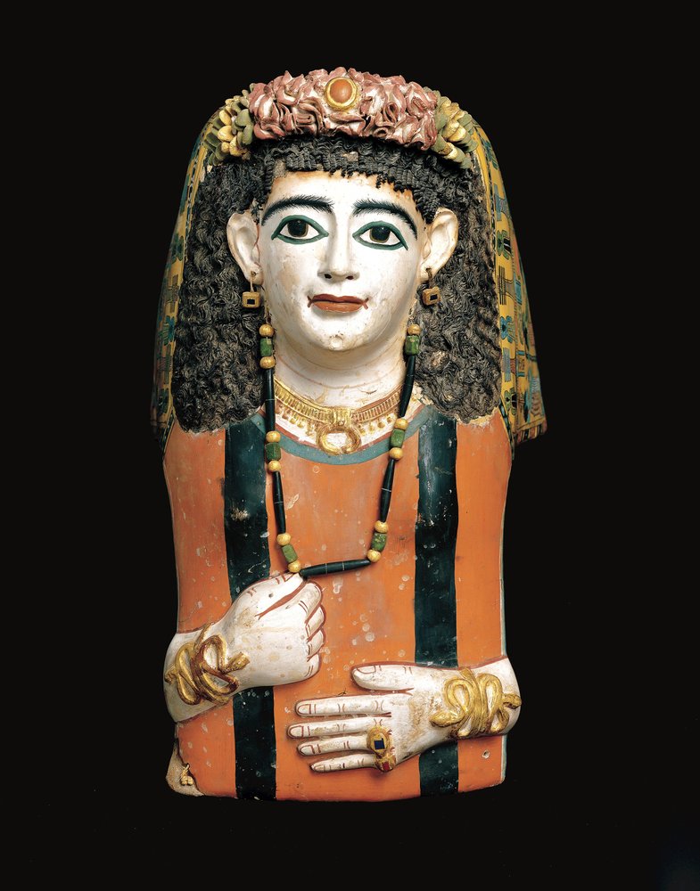 Mummy Mask, 60–70 AD (målad kartong, gips och växtfibrer) av Roman Period Egyptian
